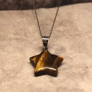 925 Sterling Silver Natural Tiger's Eye Gem Necklace